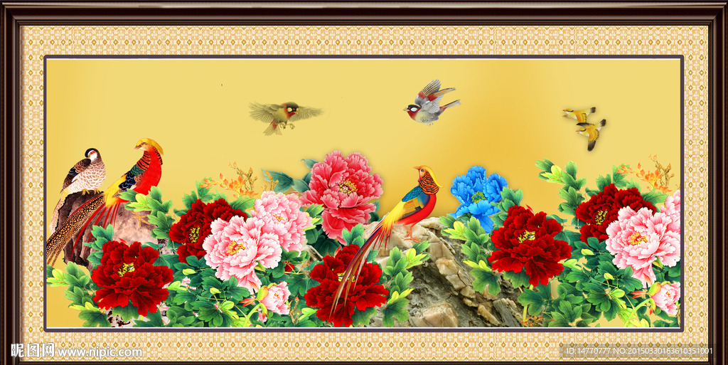 花鸟牡丹图