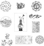 矢量佛教仿古花纹