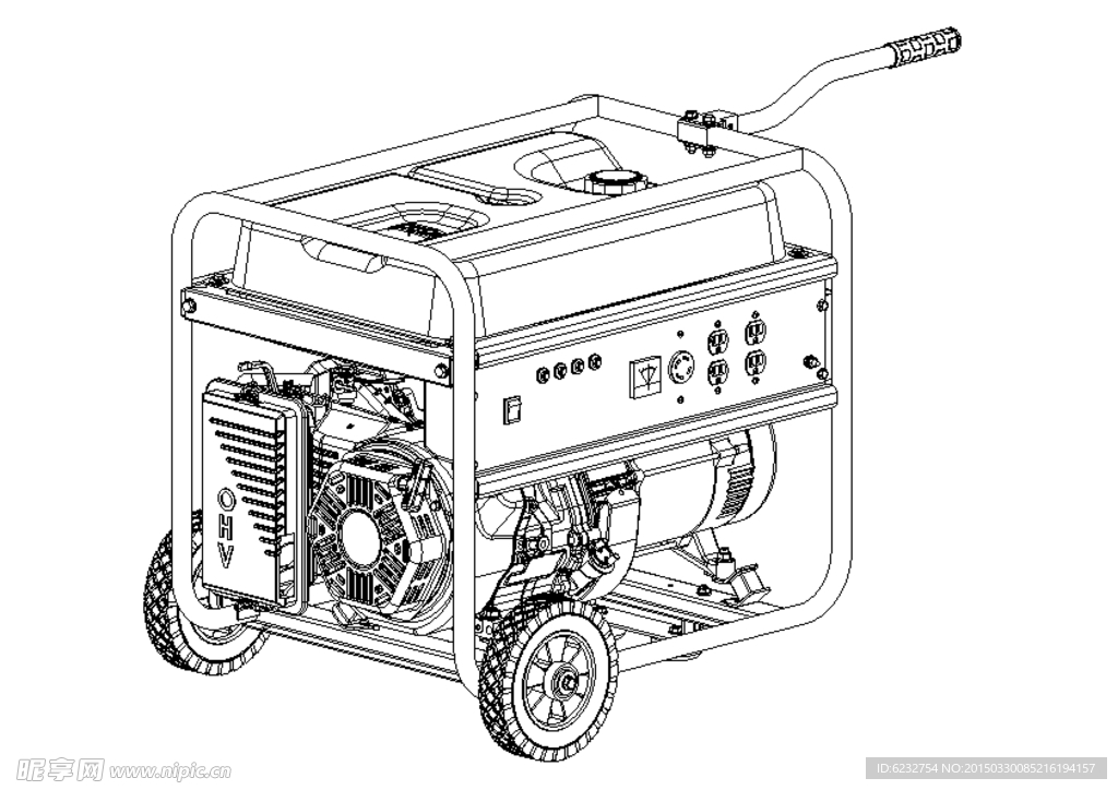 汽油发电机线描图