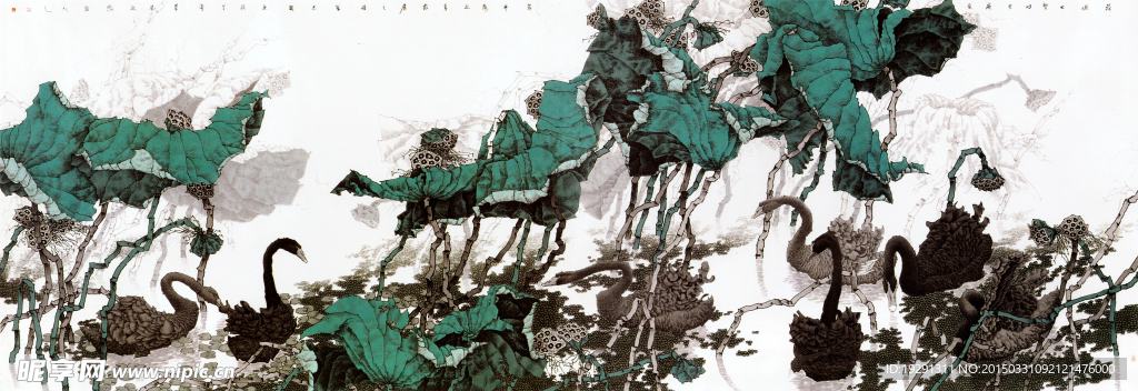 国画荷花风景