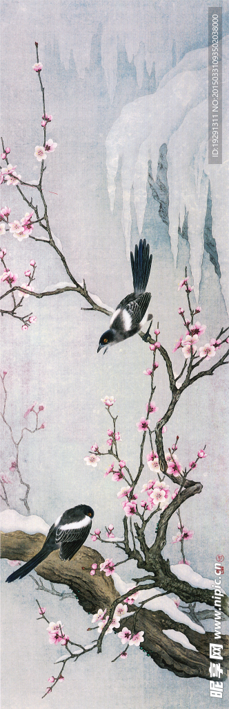 花鸟梅花图