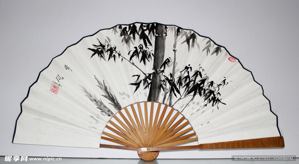 清风 折扇  竹子 国画