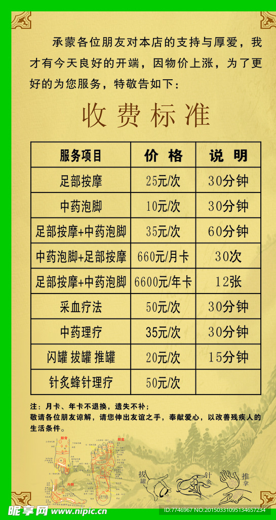 中医收费海报