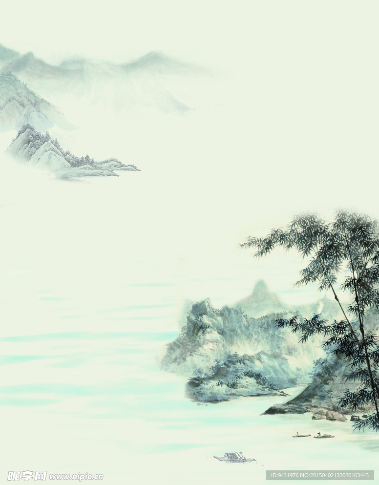 水墨风景画PSD分层素材