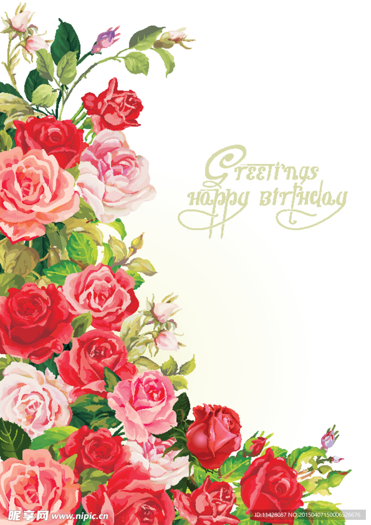 生日玫瑰花贺卡