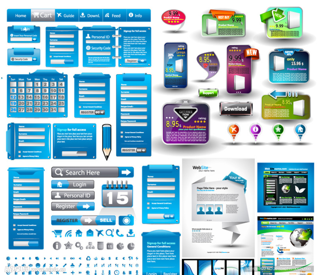 精致网页元素矢量素材