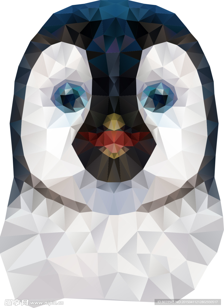 企鹅 晶格化 卡通 扁平化