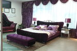 大床 紫色床  窗帘 灯