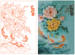 牡丹鱼富贵有余牡丹 艺术玻璃雕
