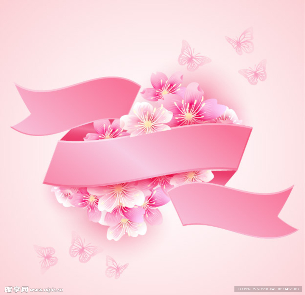樱花 丝带 粉红