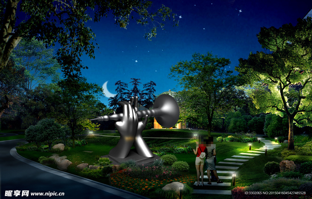 雕塑夜景景观设计