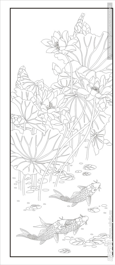 荷花戏鱼装饰画