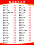 盖浇饭价目表