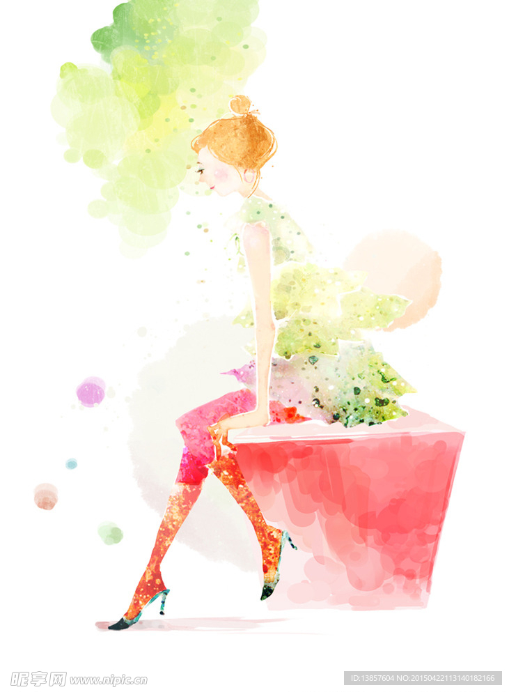 水墨画女生