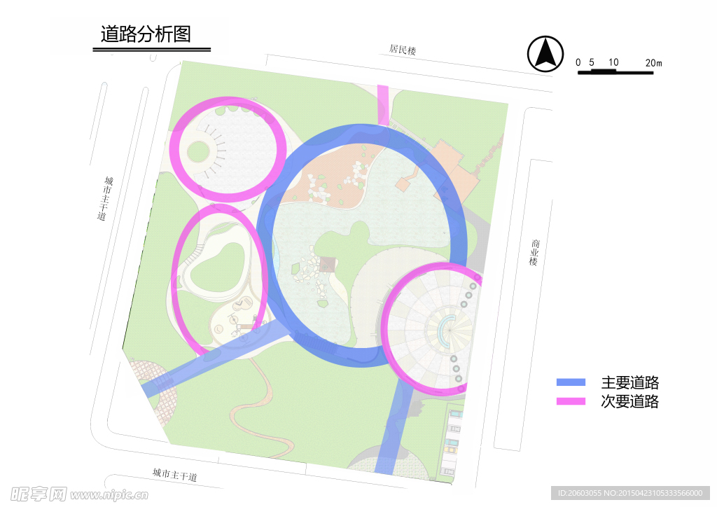 滨水广场景观设计道路分析图