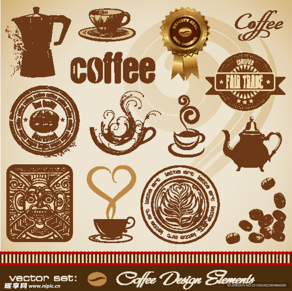 各种欧式风格咖啡元素矢量素材