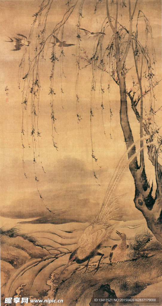 汪肇 水墨花鸟