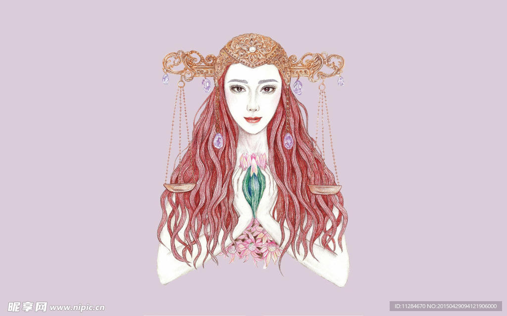 手绘美女插画