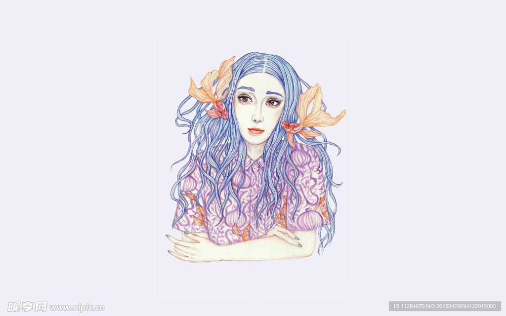手绘美女插画