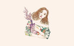 手绘美女插画