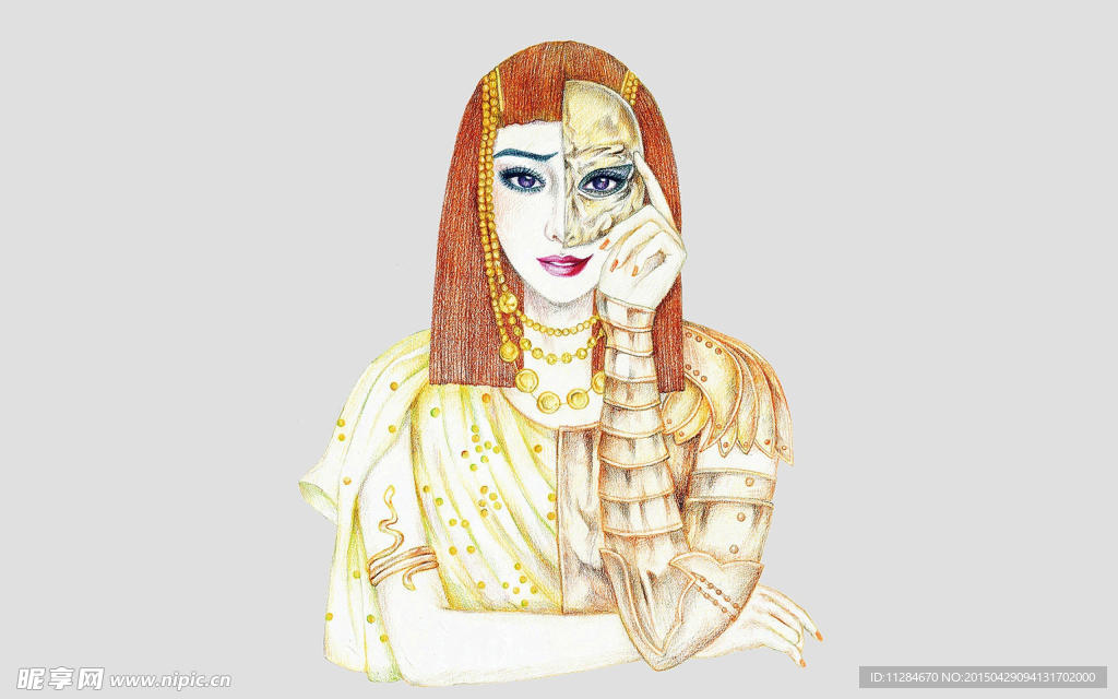 手绘美女插画