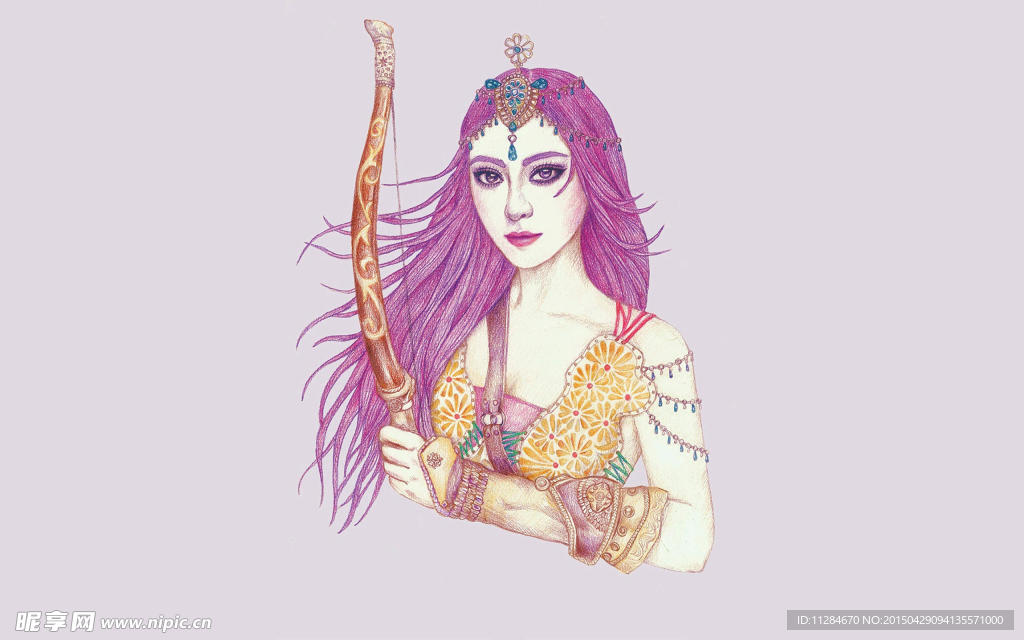 手绘美女插画