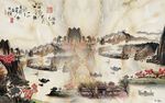 大理石山水画背景墙（分层）