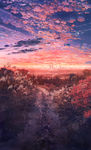 草原夕阳手绘