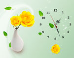 黄玫瑰钟表画