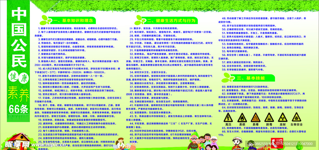中国公民健康素养66条宣传栏