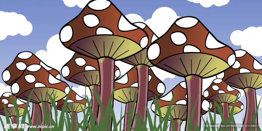 卡通蘑菇风景背景