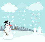 白色雪原圣诞雪人矢量素材