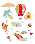 童趣天空插画矢量素材
