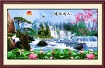 人间仙境迎客松山水风景画