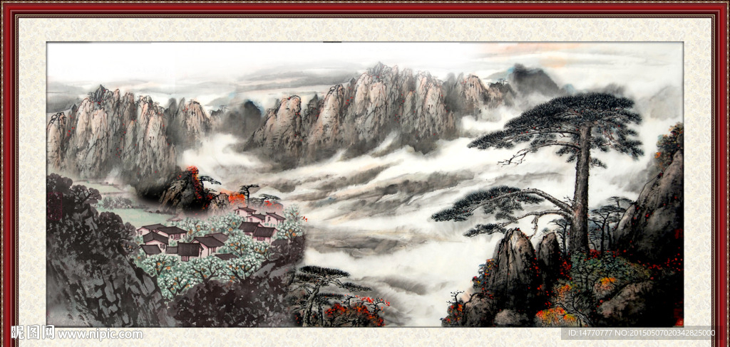 迎客松国画
