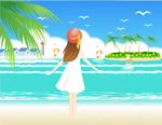 海边上吹风的小女孩flash
