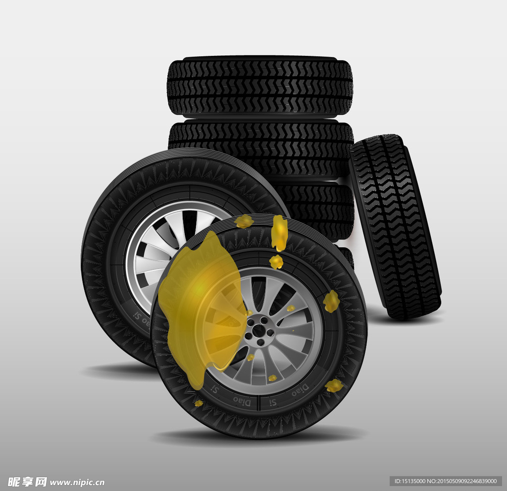 新旧轮胎备胎 Ai矢量图素材