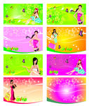 春季女孩背景吊旗