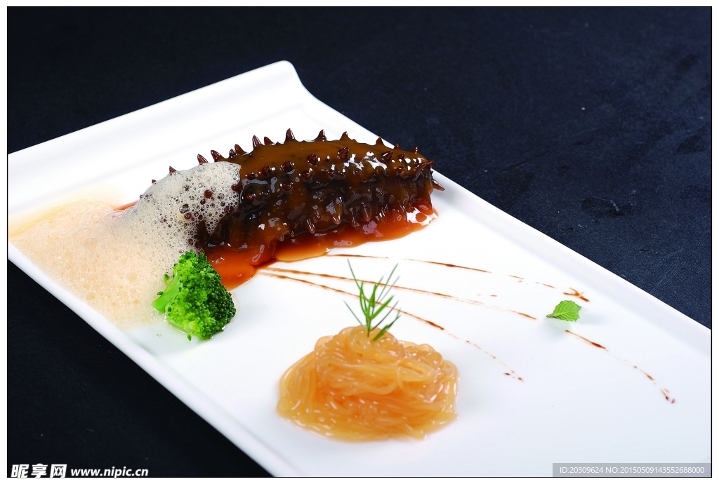 干烧意面海参配香芒泡沫