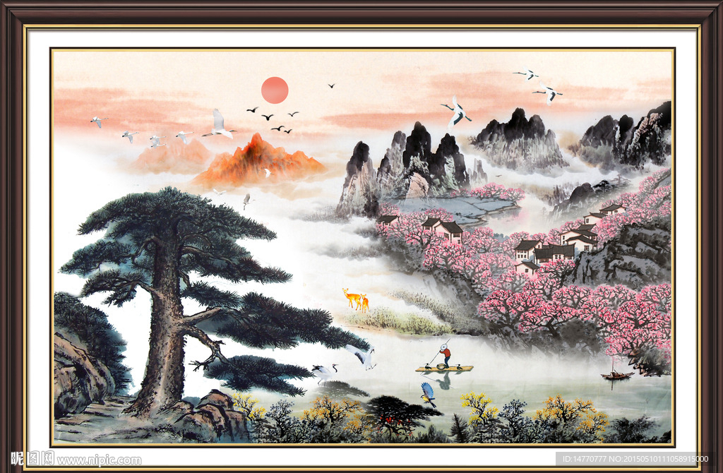 迎客松国画