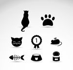 黑色猫元素图标矢量素材