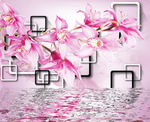 3D粉色百合花电视背景墙