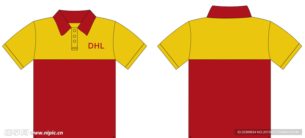 DHL快递工作服设计图 广告衫