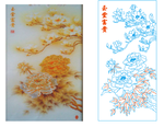 艺术玻璃玉兰牡丹图