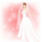 粉色底穿婚纱的新娘矢量素材