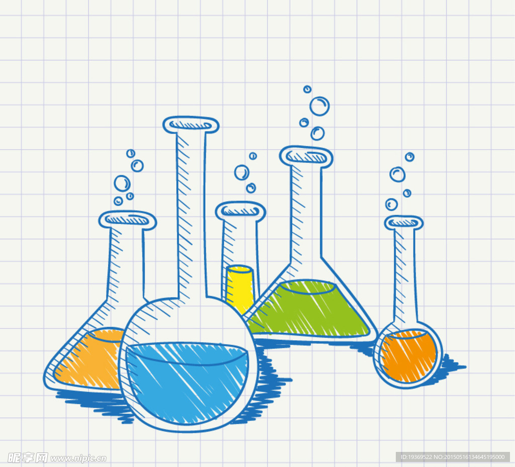 手绘试验器皿矢量素材