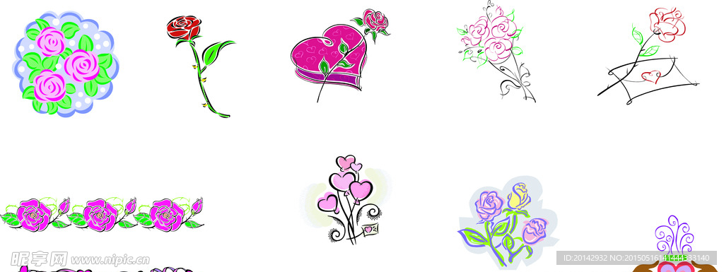 玫瑰花元素矢量图