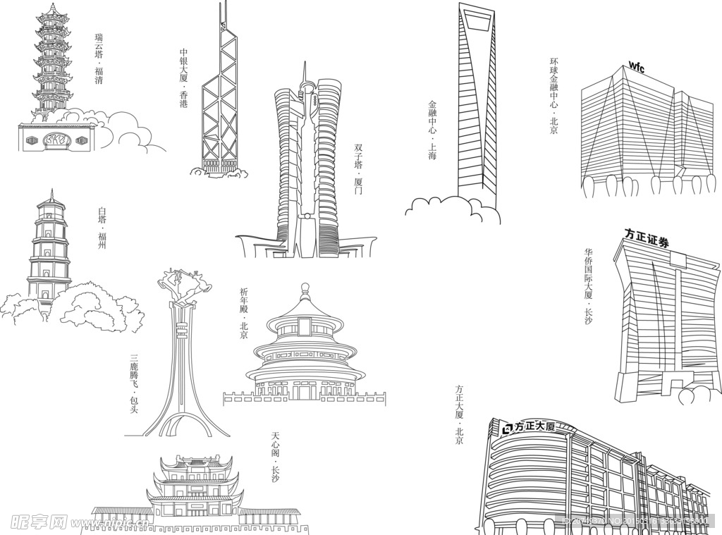 城市线稿图