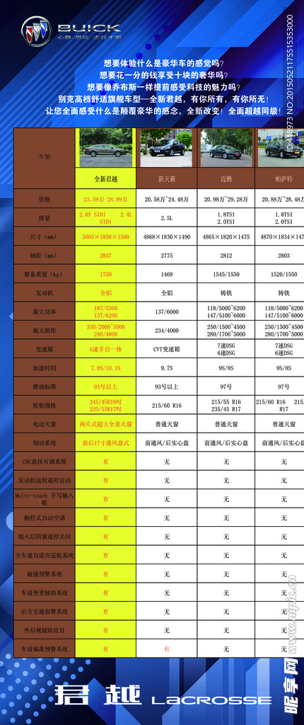 别克新君越2.4L对比画面