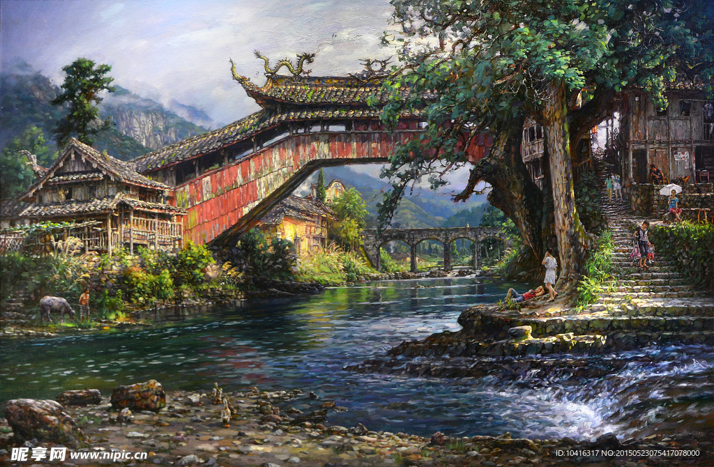油画 廊桥